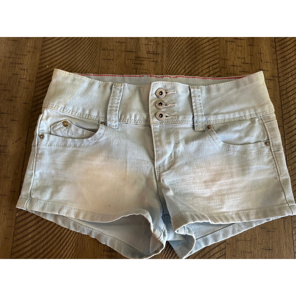 YMI Wanna Betta Fit High-Waist Denim Shorts - Light Wash - Size 12 (Juniors)‎